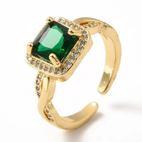 Bague réglable diamant CZ vert