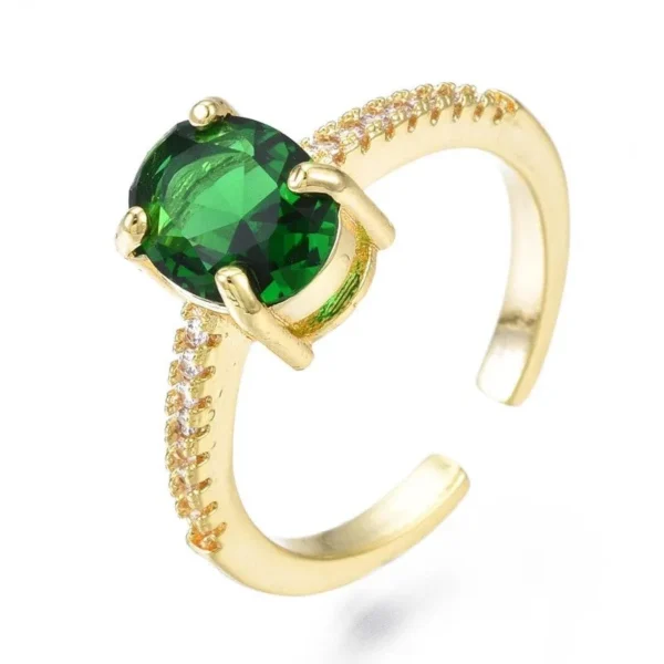 Bague réglable diamant CZ vert