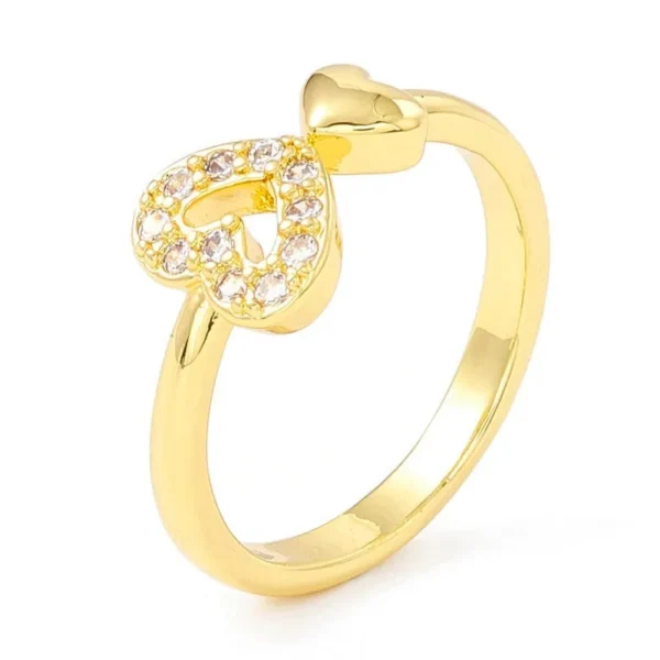 Bague réglable double cœur