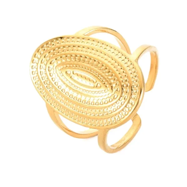 Bague réglable ovale d'or