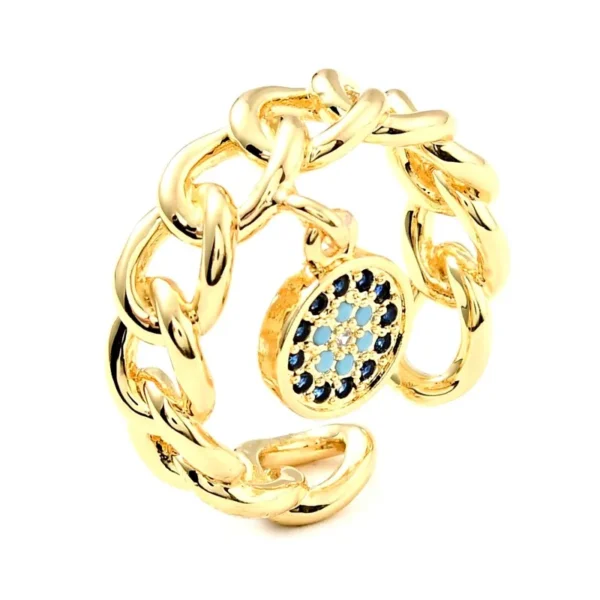 Bague réglable breloque zirconiums colorés