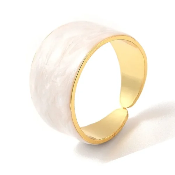 Bague réglable émail blanc