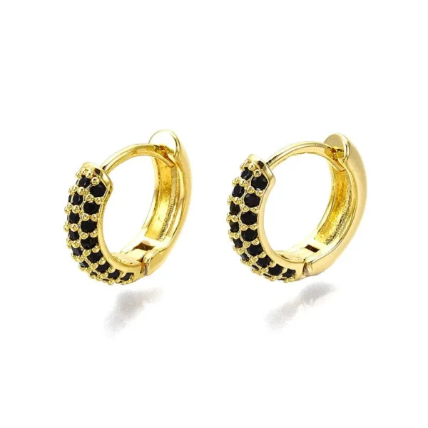 Boucles d'oreilles petites Créoles zirconiums noir sertis
