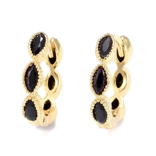 Boucles d'oreilles Créoles 6 zirconiums noir