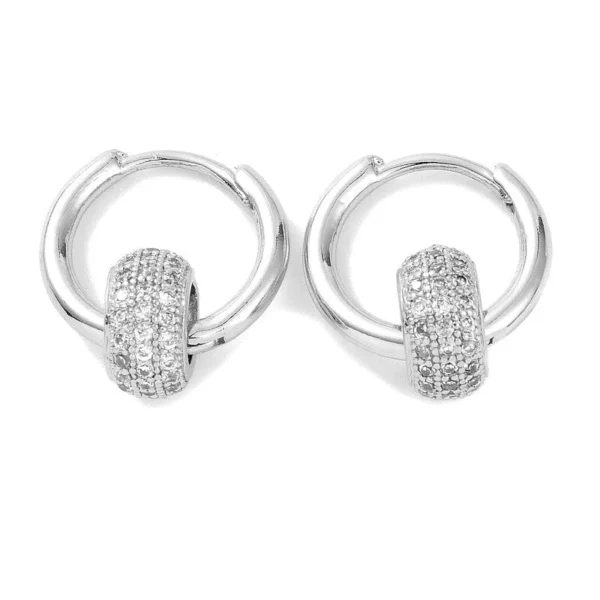 Boucles d'oreilles petites Créoles avec diamants CZ blanc