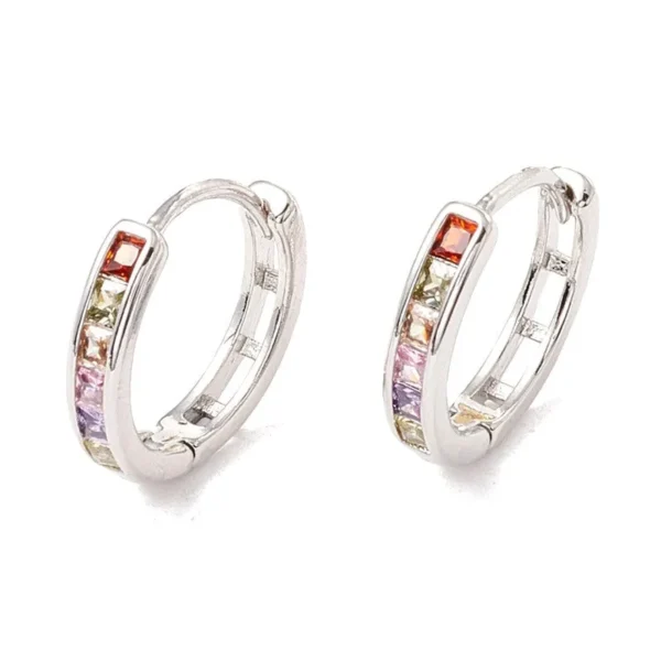 Boucles d'oreilles Créoles or blanc diamants CZ couleurs