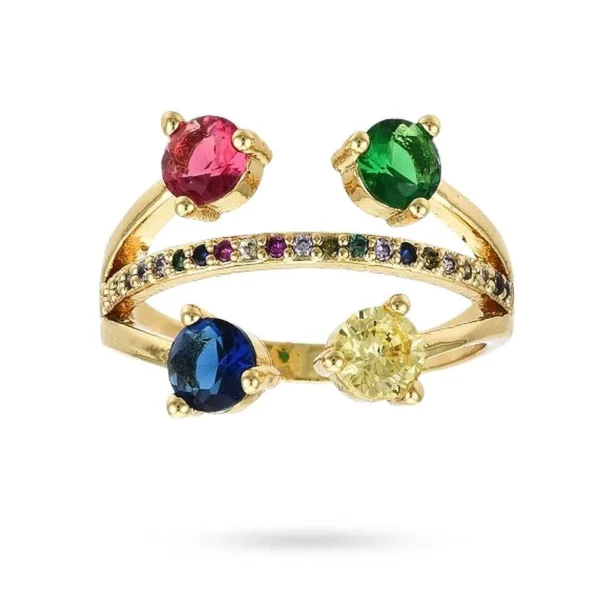 Bague réglable multitude de zirconiums couleurs sertis