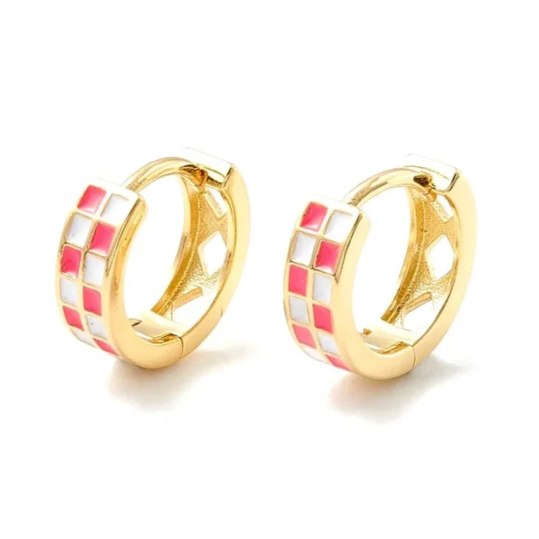 Boucles d'oreilles Créoles nacre rose et blanc