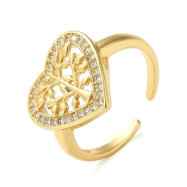 Bague réglable cœur zirconiums blanc sertis