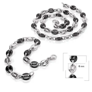 Parure - Grain de café ( 6mm ) - Couleur Noir-Gris