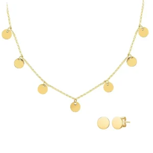 Collier boucles d'oreilles acier inoxydable - multitude de ronds