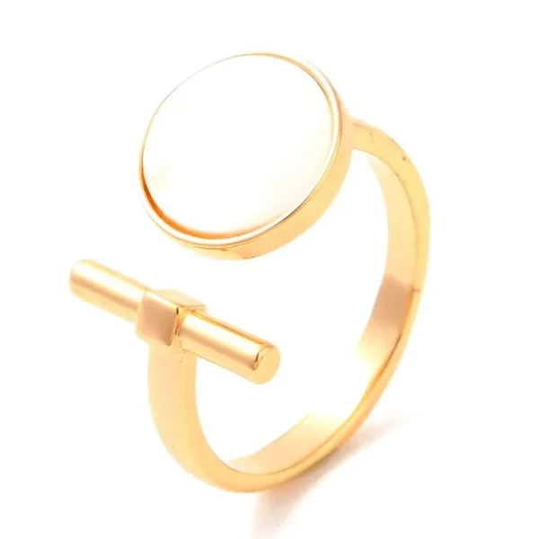 Bague réglable rond coquillage