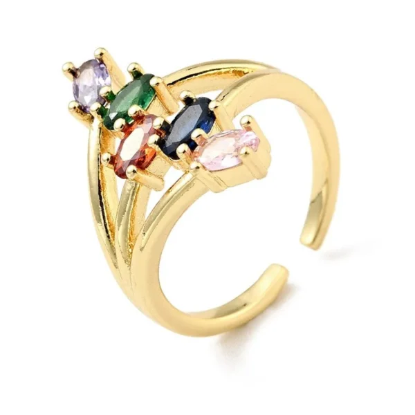 Bague réglable lignée de diamants CZ couleurs