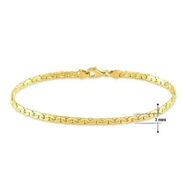 Bracelet - Couleur Or - Maille haricot - 3 mm