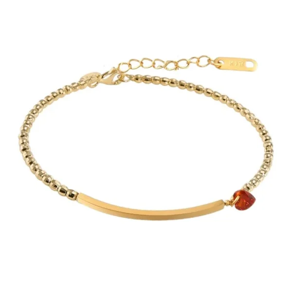 Bracelet souple chaîne bille avec breloque cœur