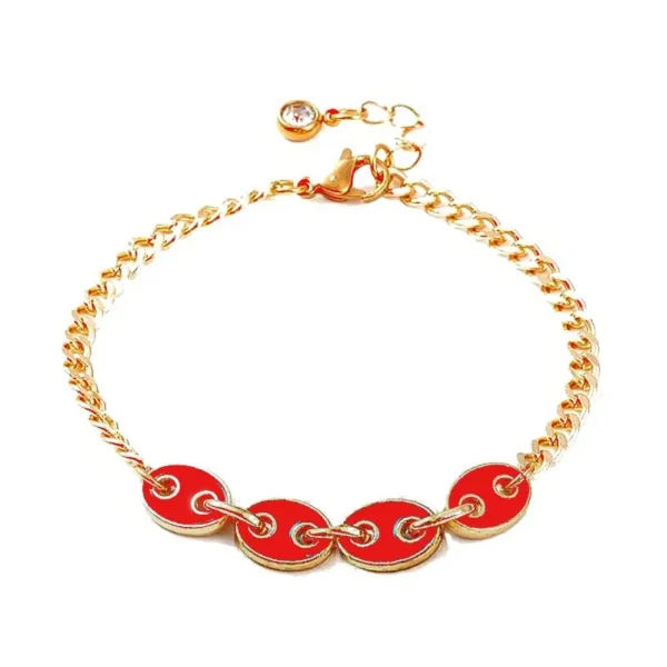 Bracelet souple grain de café breloque rouge