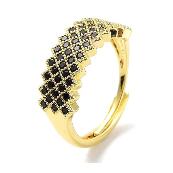 Bague réglable lignée de diamants CZ noir