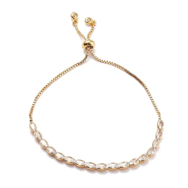 Bracelet - coulissant avec zirconiums ovales blanc