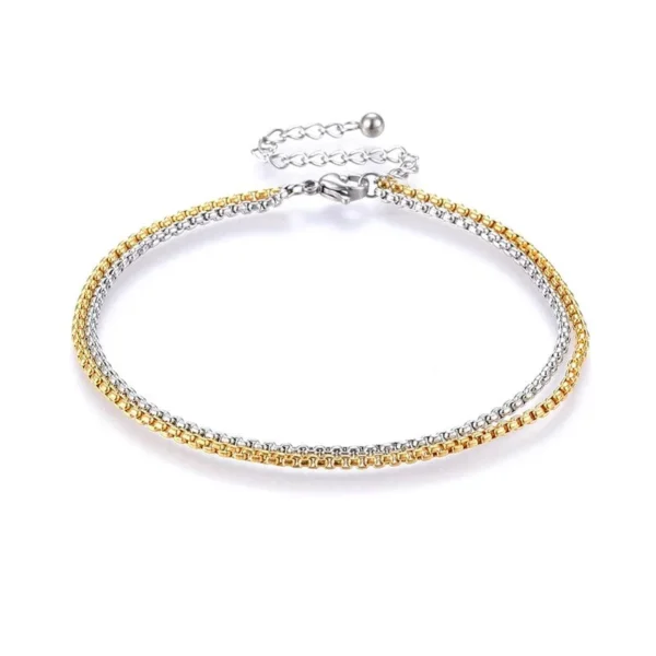 Bracelet - double rangs or et acier