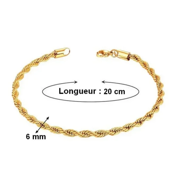Bracelet - Mailles torsadées 6 mm - 20 cm