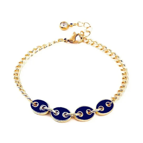 Bracelet souple grain de café breloque bleu nuit