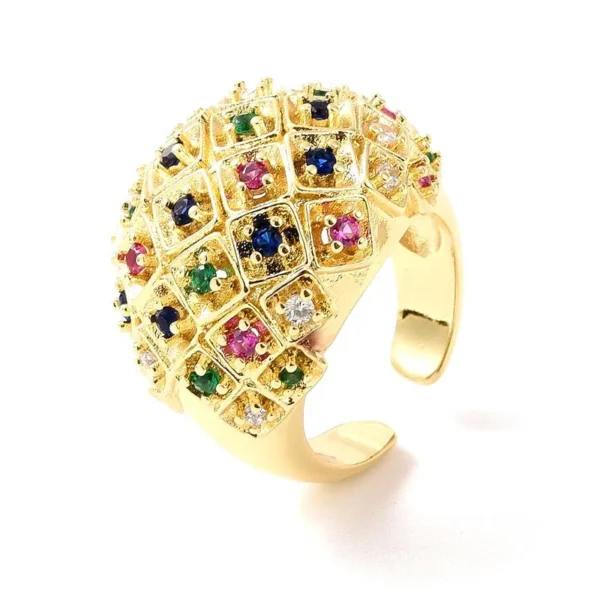 Bague réglable dome zirconiums colorés