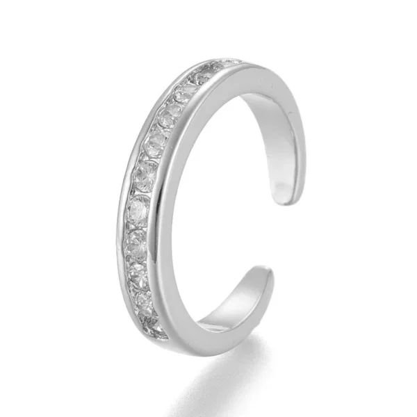 Bague de pied orteil réglable diamants CZ argenté