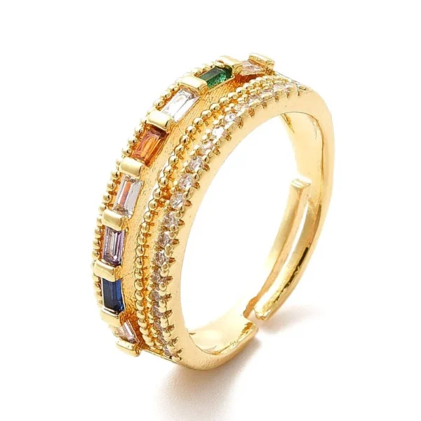 Bague réglable anneau zirconiums couleurs sertis