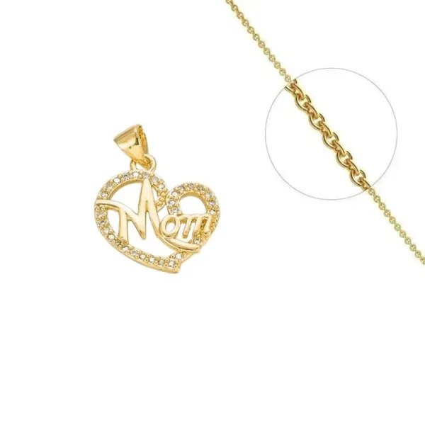Collier chaîne et pendentif très joli cœur avec des zirconiums blancs sertis