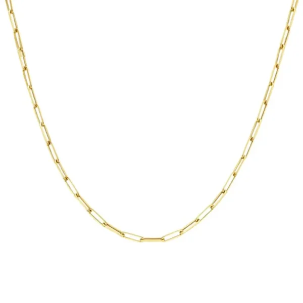Chaîne collier acier inoxydable or fine trombone 45 cm