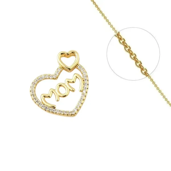 Collier chaîne et pendentif double cœur avec des zirconiums blancs sertis