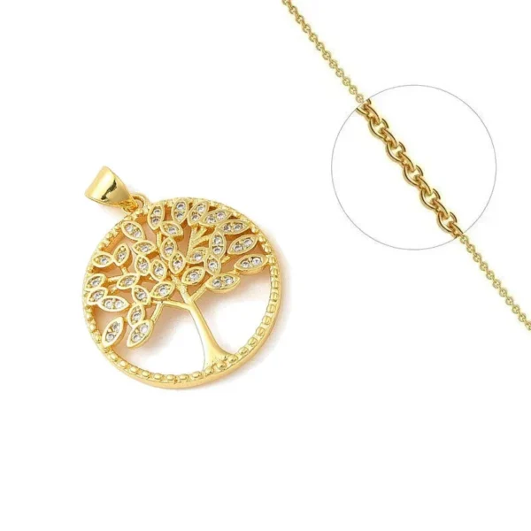 Chaîne pendentif arbre de vie zirconiums sertis