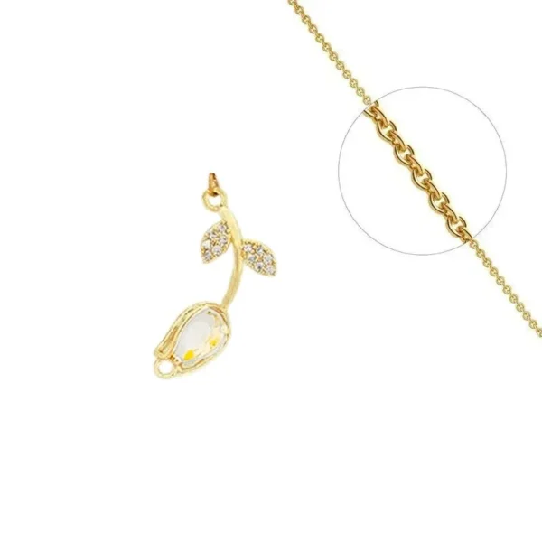 Collier chaîne et pendentif avec zirconiums sertis blanc