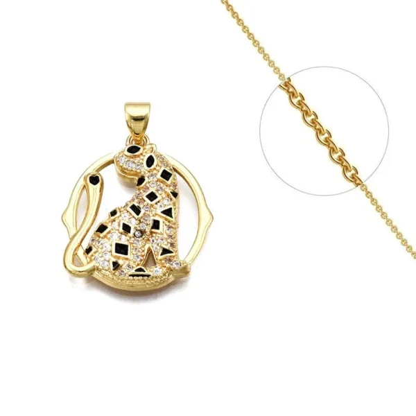 Collier chaîne et pendentif zirconiums et émail