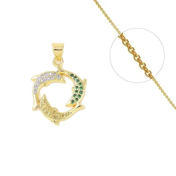 Collier chaîne et pendentif dauphins