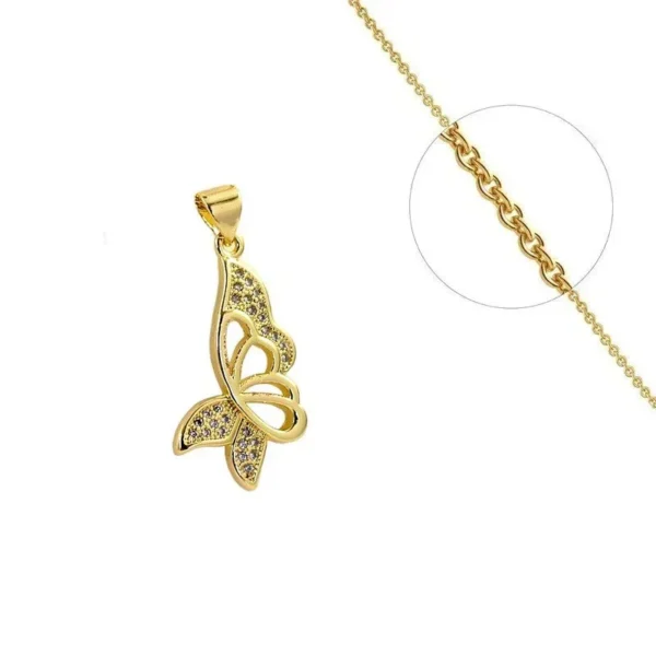Collier pendentif papillon serti de zirconiums