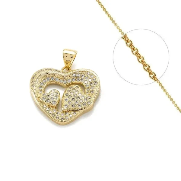 Collier chaîne et son pendentif 3 cœurs serti de zirconiums