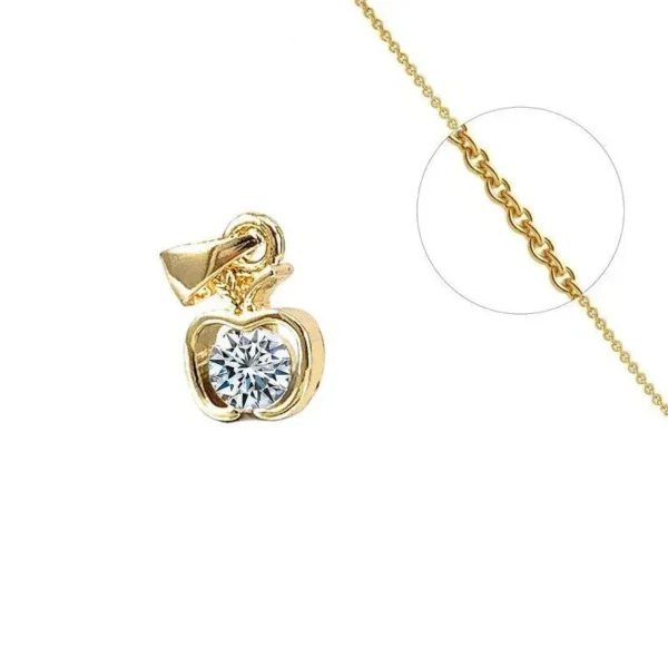 Collier pendentif pomme serti de zirconiums