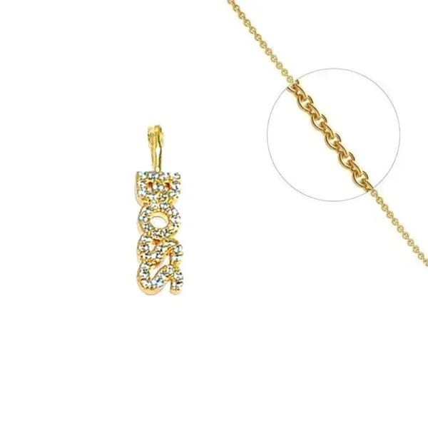 Chaîne et pendentif Boss serti de zirconiums