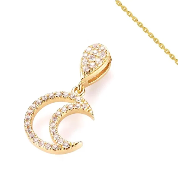 Collier chaîne et pendentif lune diamant CZ