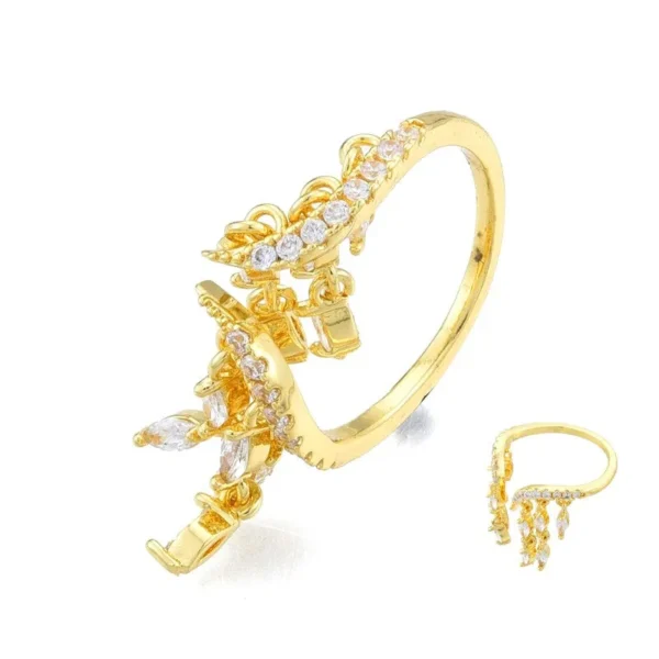 Bague réglable breloques diamants CZ