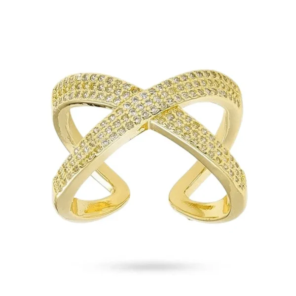 Bague réglable entrelacé zirconiums sertis