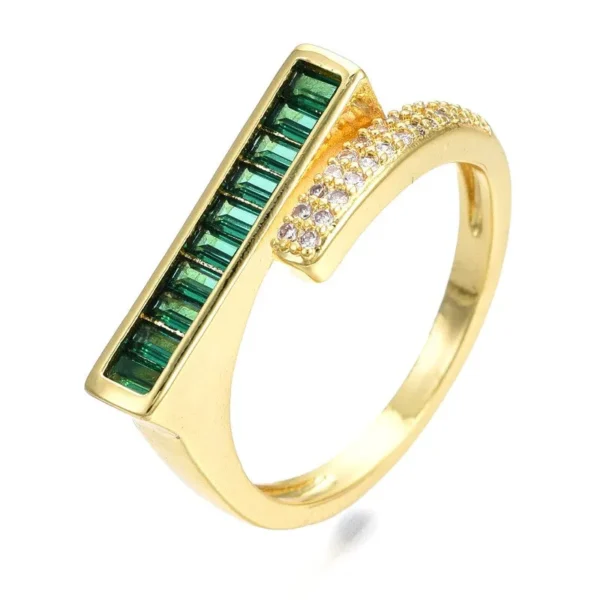 Bague réglable lignée de diamant CZ vert