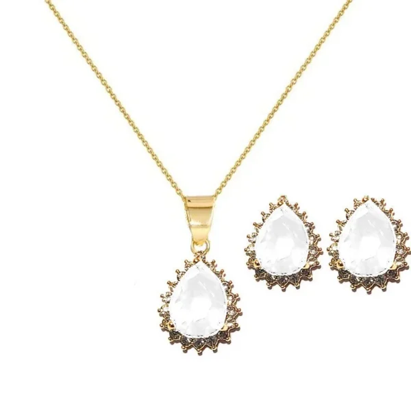 Parure - zirconium blanc + boucles d'oreilles assorties