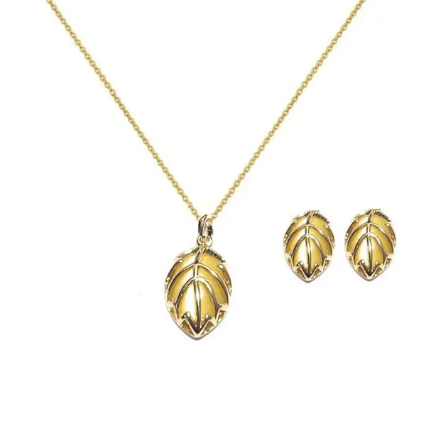 Parure - feuille beige + boucles d'oreilles assorties
