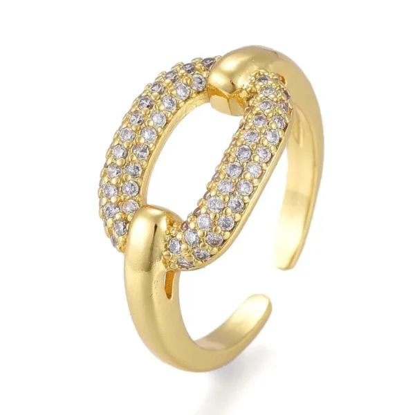 Bague réglable ovale diamants CZ