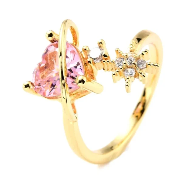 Bague réglable cœur diamant CZ