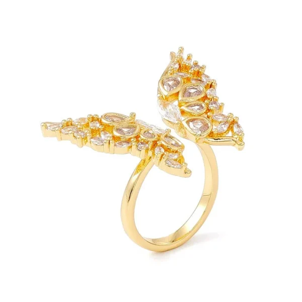 Bague réglable papillon diamants CZ
