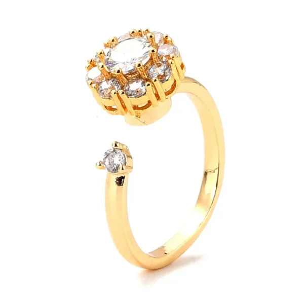 Bague réglable diamant CZ rotatif