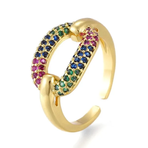 Bague réglable ovale diamants CZ couleurs